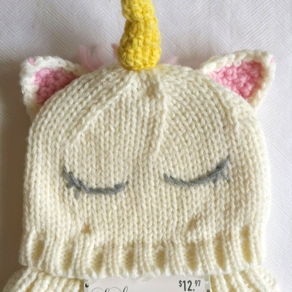 little cuties 2 piece knit unicorn photo prop set 0-3 months baby girl - Picture 3 of 6